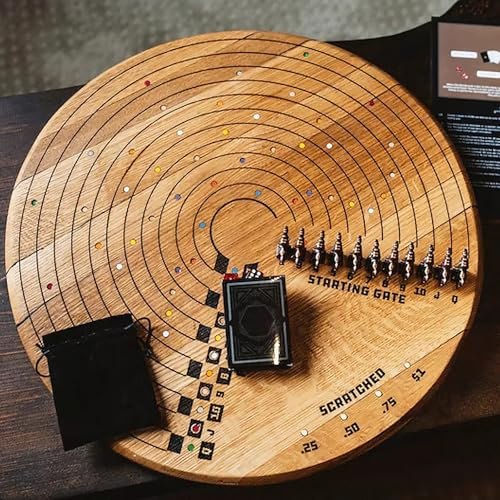 Pferderennen-Brettspiel Mit 11 Luxuriösen Tragbaren Metallrennen Aus Holz, Faltbares Pferderennen-Spiel for Die Nachtparty Mit Familie Und Freunden(45cm)