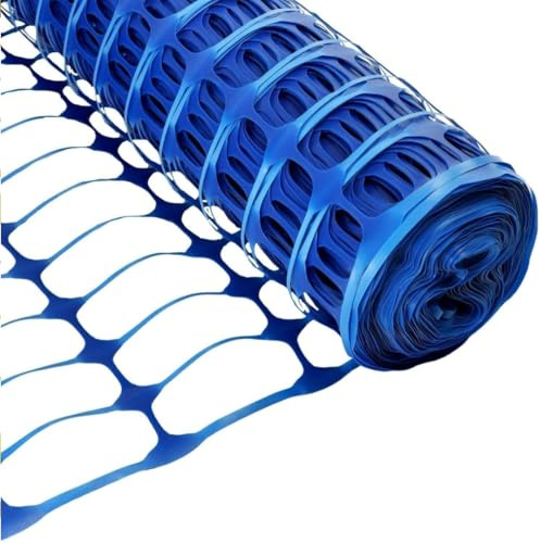 TuffLine Plastic Barrier Fencing Roll 1m x 50m 80GSM, Temporary Safety Fence Mesh, Garden Fencing Roll, Construction Site Barrier, Crowd Control Fencing - Blue