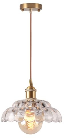 LIGKIN Pendelleuchte Vintage Industrieller Kronleuchter E27 Hängeleuchte mit Blumen kreativ Lampenschirm aus Glas Hängelampe Deko für Küche, Esszimmer, Schlafzimmer
