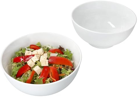 MamboCat 2er Set STABIL Salatschalen I Ø 17,9cm, 660 ml I Porzellan-Schüssel ideal für Suppen, Müsli, Snacks, Salate & mehr I Bowl für Frühstück, Mittag, Kaffee & Abendbrot