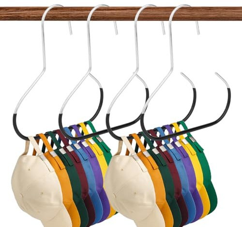 lasuroa 4stk Hut-Organizer, Langlebiger Rutschfester Aufbewahrungsbügel für Baseballmützen Praktisches Schrankzubehör Geeignet für Mütze Gürtel Krawatte Schals Geldbörse (Schwarz)