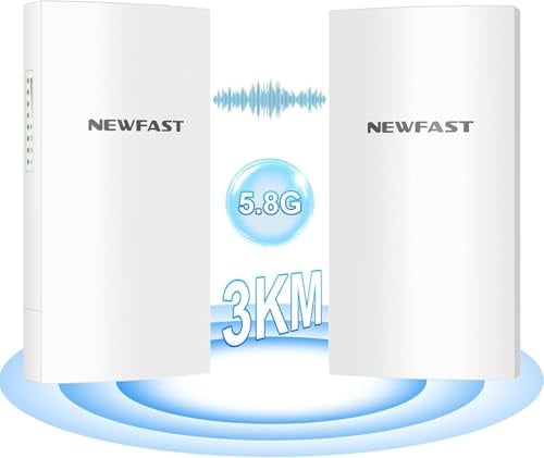 NEWFAST Outdoor CPE,300Mbps Neuester Outdoor WLAN Access Point Für Bauernhof,WLAN Bridge mit 11dBi Antenne,5.8G 3KM Getriebe stabil,48V POE Power,Wasserdicht,Supports Bridge/AP/Repeater/Routing Modus