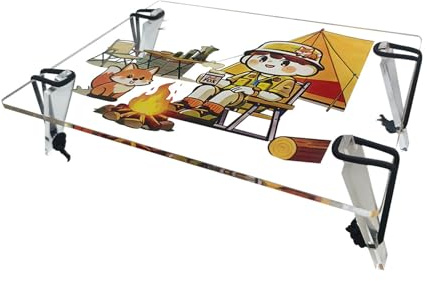 Bbajszx Multifunktionaler Outdoor Camp Tisch aus Acryl, tragbar, faltbar, Reise Nachttisch, Schreibtisch für Wanderungen, Rucksacktouren, schöner Cartoon Camp Schreibtisch