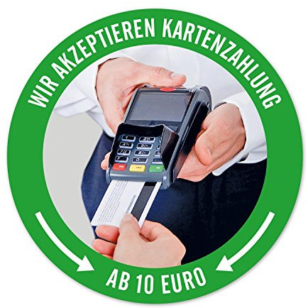 WIRKSAMWERBEN Aufkleber - Wir akzeptieren Kartenzahlung ab 10 Euro