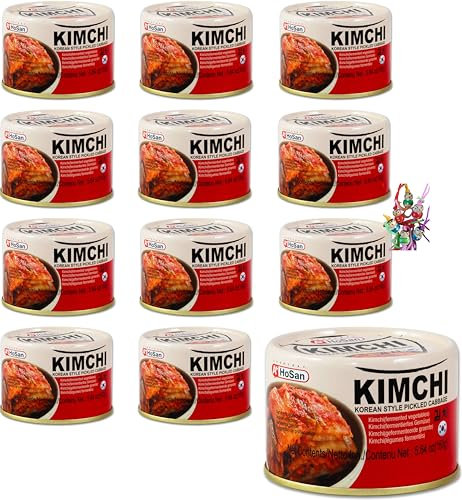 12er Pack - HOSAN Kimchi koreanisch eingelegter Kohl [ 12x 160g ] | KIM CHI | Kimchee + ein kleiner Glücksanhänger gratis