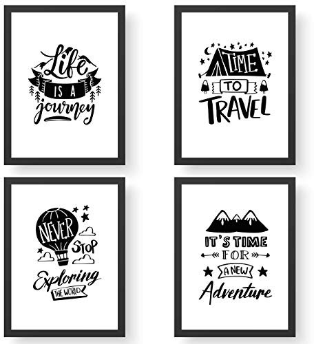 Papierdrachen 4Premium Poster DIN A4 | Bilder für Küche und Wohnzimmer - schwarz-weiß - Travel - hochwertige ungerahmte Kunstdrucke mit Spruch | Dekoration | Wandbild