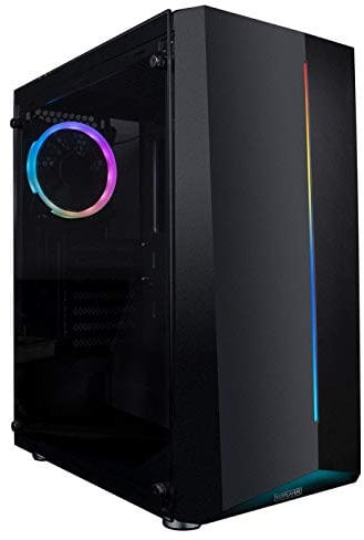 1st Player R6-A RGB Mid Tower Gaming Case, Tempered Glass Side Panel, Front RGB LED Strip with 4 x 120mm Fans included