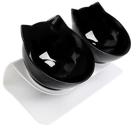 Futternäpfe Katzenfutter,15 ° Kippbare katzennäpfe Doppelter Futternäpfe Katzenfutter Transparente Katzenfutterschale Futternapf Katze Katzennäpfe für Katze Welpe Futter und Wasser