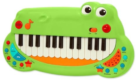 Battat BT4680Z Krokodil Keyboard Piano mit 5 Instrument Geräuschen und Musik – Kinder Klavier Spielzeug ab 3 Jahren, Grün