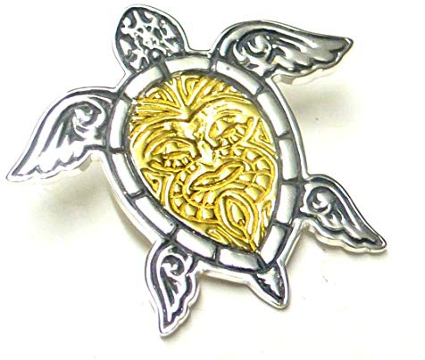 Maori Schildkröte, Anhänger Silber aus 925 Sterlingsilber teilvergoldet – Symbolschmuck Unisex