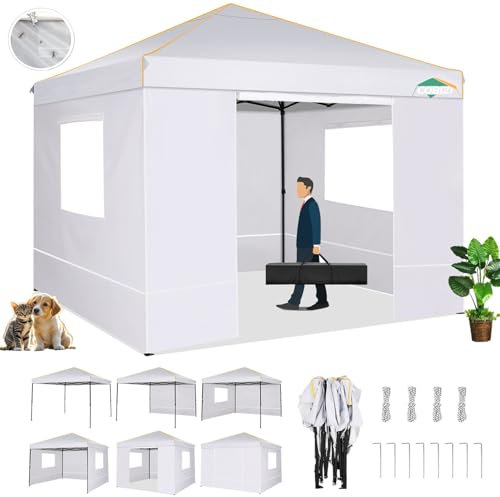 COBIZI Tonnelle Pliante 3x3 Imperméable avec 4 Parois Barnum Pliant 3x3 Professionnel Protection UV Chapiteau Pliable Tente de Reception Tonnelle de Jardin,Terrasse,Exterieur