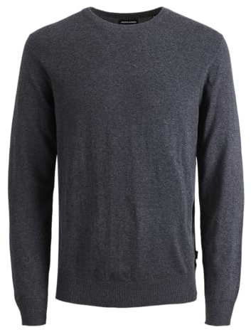 Jack & Jones JJEEMIL Knit Crew Neck NOOS Herren, Dark Grey Melange, XS