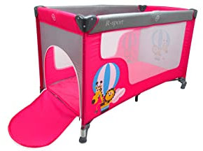 BDW Reisebett 3-teilig 120 x 60 cm/ab Geburt bis 15 kg/inkl. Matratze, Tragetasche (faltbar, tragbar, leicht & kippsicher) (Rosa)