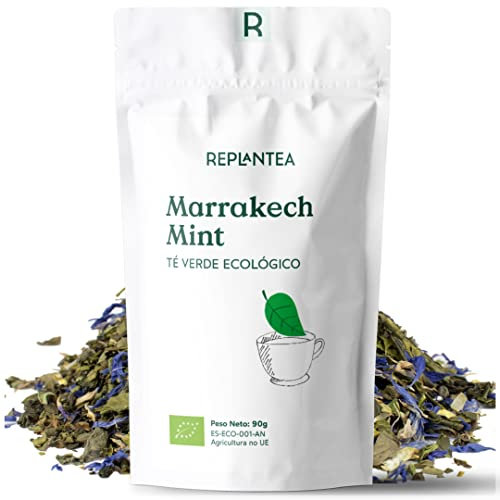 TE VERDE MORUNO HIERBABUENA Marrakech Mint 100% Orgánico 100g (+50 Tazas) | TE MORUNO Orgánico a Granel REPLANTEA | Refrescante y Aromático