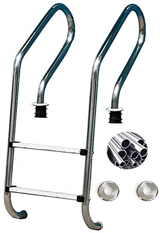 Lsoiup Scaletta per Piscina Scaletta per Piscina interrata con Installazione Integrata a 2 gradini Antiscivolo Rail per Piscina capacità di Peso di 200 kg per Piscine interrate Heavy Duty