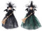 MISNODE 2 Stück Halloween-Dekorationen Hexenpuppe, niedliche Hexenfigur mit Spinnennetzrock und Besen Mini-Hexe mit Pailletten-Gaze für Hausrequisiten, Heimdekoration