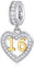 16 Jahre alte Geburtstag Charms passen Pandora Momente Armband, 18K Gold Zahl 16 Dangle, 925 Sterling Silber 16th Anniversary Herz Anhänger Bead mit CZ, Geschenke für Großmutter/Enkel