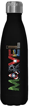 Marvel Fan Letters - Botella de agua de acero inoxidable de 17 onzas, multicolor