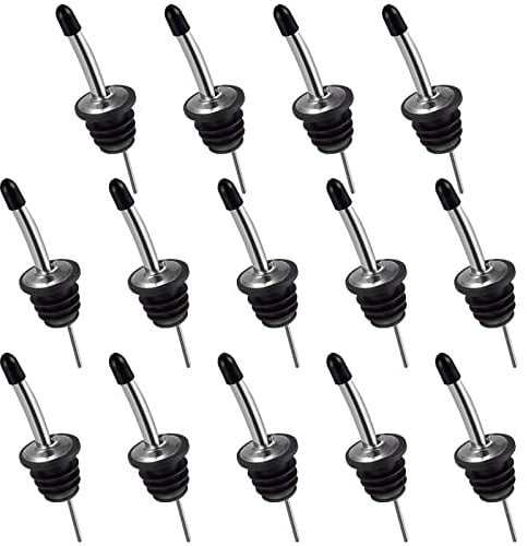 14 Pack Bottle Pourer, SPOKKI Stainless Steel Spirit Speed Pourers with Silicone Dust Caps, Liquor Pourer for Restaurants, Bars, Clubs and Home