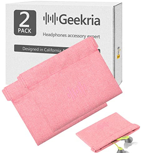 Geekria 2 Pack Sports Earbuds Pouch, Fitness Earbuds Protective Case, In-Ear Headphones Travel Bag Compatible with Anker SoundBuds Sport, EP-B13, Jabra WAVE, Stealth (Pink)