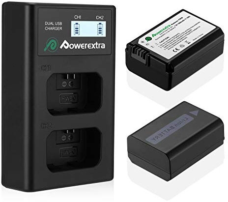 2 stück Ersatzakku für NP-FW50 und LCD Dual Ladegerät passend zu ILCE QX1 Alpha 5000 5100 6000 6400 6500 Alpha 7 und 7 II 7S DSC RX10 - A55 A33 A35 A37 A3000 usw
