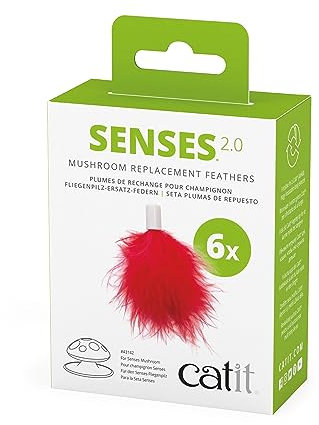 catit Cat Senses 2.0 Repuesto Plumas 6 pièces, A Pois, Couleur Rouge, 43143