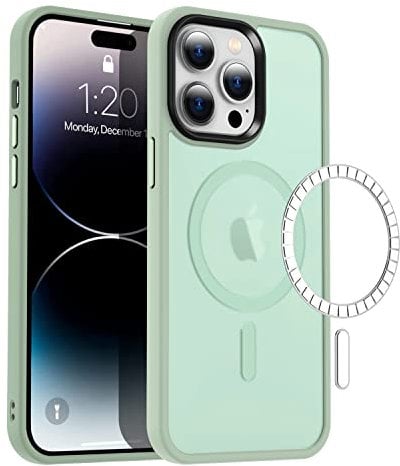Tech MD iPhone 14 Pro Case Magnetic MagSafe Compatible Shockproof Protective Hard Back Slim Thin Phone Cover Super Soft Silicone Slim – 6.1 Mint
