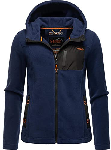 MARIKOO Damen Fleecejacke warm mit Kapuze Mount Iwaki Navy Gr. XL