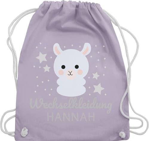 Turnbeutel Rucksack - Kita Beutel Wechselsachen Mädchen - Wechselkleidung Lama - Unisize - Pastell Lila - kindergarten wechselbeutel personalisierte stoffbeutel name kindergartenbeutel