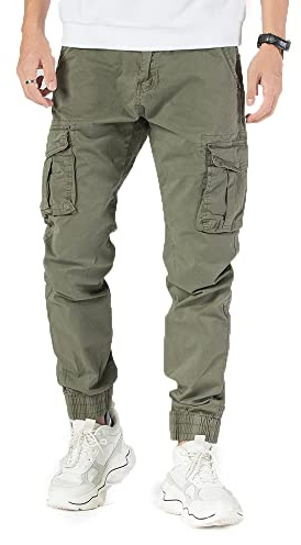 TONY BACKER Pantaloni Casual Elasticizzati Uomo Pantaloni Cargo da Uomo Pantalone in Cotone Leggero 6591 (IT, Misura del girovita, 50, Regular, Regular, Verde-2)