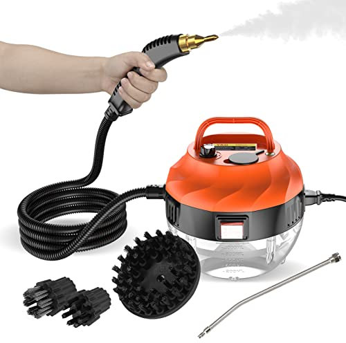 Irishom Pulitore a vapore portatile portatile da 2500 W, macchina per la pulizia a vapore pressurizzata ad alta temperatura con testine di spazzola per mobili da cucina, bagno e auto