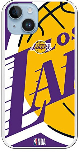Personalaizer Schutzhülle für iPhone 14 Plus, Basketball-Design NBA Los Angeles Lakers, flexible TPU-Silikonhülle, transparent