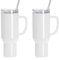 PYD Life Lot de 2 tasses de sublimation avec poignée amovible et couvercle paille, blanc, pour tasse de 1,2 l, presse à chaud, impression par sublimation, impression au four
