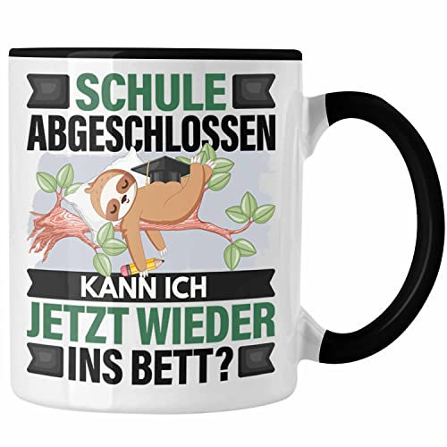 Trendation - Schule Abgeschlossen Abi 2023 Tasse Geschenk Lustiger Spruch Abi Bestanden Abschussprüfung Bestanden (Schwarz)