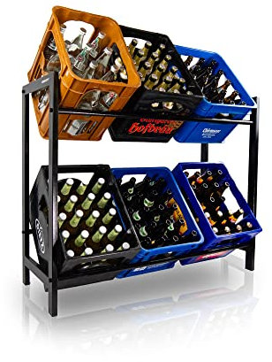 trendforge Getränkekistenregal für 6 Kisten – Elegant Stabiles Stahlregal, Pulverbeschichtet Schwarz, Einfache Montage, Ideal für Garage & Keller Premium