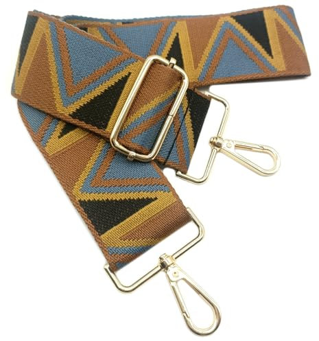 Verstellbarer Schultergurt Taschengurt Breit 5CM Braun Blau Gelb, Taschengurte Breit zum Wechseln mit Karabiner Gold, 80-130 cm Tragegurt Tasche für Damen Schulterriemen, Handtasche, 913