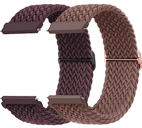 Bracelet pour Samsung Galaxy Watch 3 45mm/Galaxy Watch 46mm/Gear S3 Frontier, 22mm Bracelets Nylon Tressé pour Huawei Watch Gt 2/Gt 3/Gt 46mm/Watch 2/pour Garmin Venu/2 Montre Band Homme Femme,2PCS