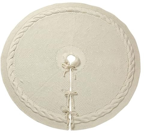 Chickwin Weihnachtsbaum Decke, Christbaumdecke Weihnachtsbaum Rock Strick-Baumrock Weihnachtsbaum Matte, Weihnachtsdeko Weihnachtsbaum Tannenbaum Deko (122cm,Beige)