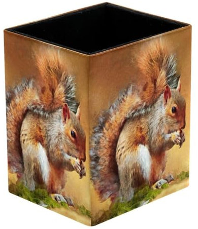 VAPOKF Porte-crayons pour bureau, écureuil mangeant des noix, peinture, impressions, pot à stylos, pinceaux de maquillage, organisateur de fournitures de bureau pour la maison et le bureau