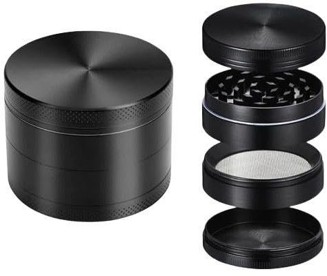Herb Grinders, Grinder for Dry Herb Portable Zinc Alloy Metal Grinder, Black 40mm