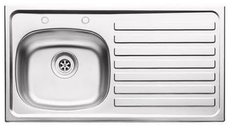 ARA CHOICE Stainless Steel Reversible Single Bowl Kitchen Sink 2 Tape Holes Right Hand Drainer Waste Plumbing Kit with Drainer & Inset Wastes Set