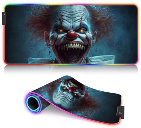 XL Large Desk Pad Monster RGB Keyboard Mouse Pad XL (31.5 x 11.8 x 0.12 inches) table mat/large size Hand Washable Gaming Mousepad 9 static colors and 3 dynamic