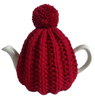 Small Red Pompom Tea Cosy, Fits 1 to 2 Cup Teapot