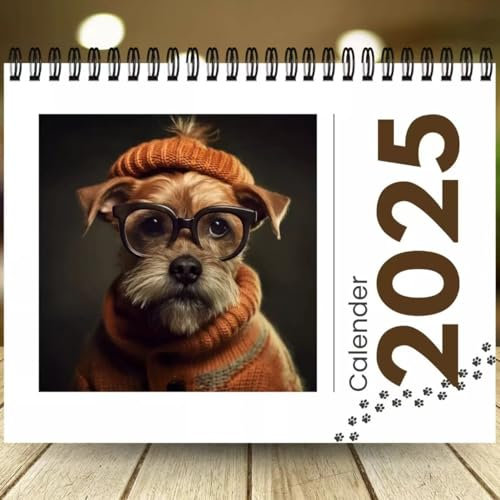 Mainiusi Kalender 2025 Gläser Hunde, Familienkalender 2025 Lustige wandkalender 2025 Gläser Hundekalender 2025, Glasses Dogs Calendar 2025, 2025 Hunde Kalender für Büro, Familien, Hotels