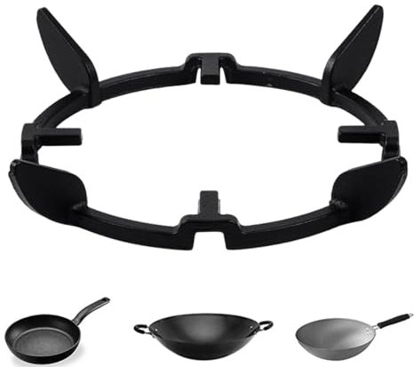 Omevett Wok Ring, Cast Iron Ring Pan Support Stand, Wok Stand for Gas Hob, Wok Support Ring Universal for Kitchen Wok Gas Hob and Cookers, 17cm Diameter