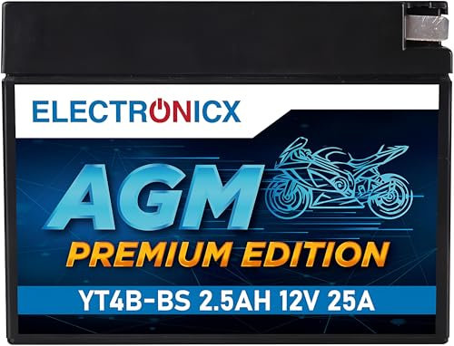Electronicx YT4B YT4B-BS SLA AGM Motorradbatterie 12V 2,3Ah – Wartungsfrei, Hohe Startleistung, Langlebig – Einbaufertig & Vorgeladen – Ideal für Roller & Motorräder