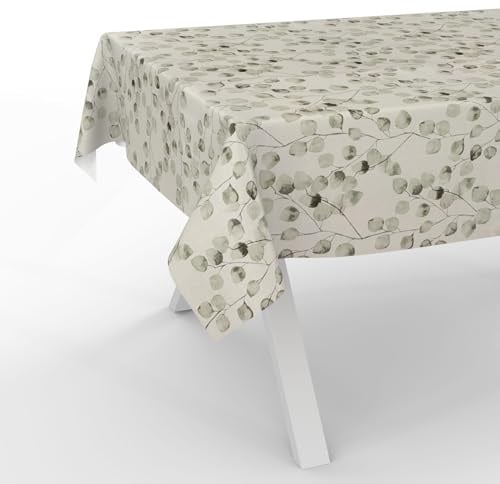 Wachstuchtischdecke Wachstischdecke Wachstuch Tischdecke abwaschbar Gartentischdecke Wasserabweisend 240x140cm Schnittkante Eukalyptus