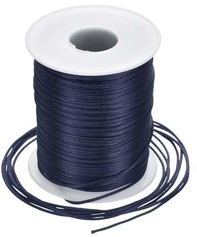 Rebower Nylon Satin Cord 1.5mm, 100m Nylon String for Bracelet Braided Thread [for Jewelry Making Necklace Chinese Knot Craft] - Navy Blue
