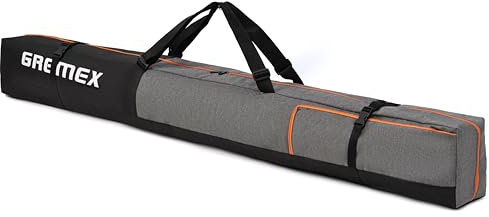 Gremex Skitasche - Skisack für 1 Paar Ski - Wasserdichte Skitasche 160 cm - Robuster Leichte Ski Tasche - Ergonomisch Skisack 160 cm - Skisack Alpinski - Kompakte Skisack Skitasche Alpin - Ski Zubehör