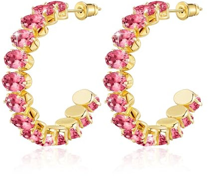 Linawe Orecchini a cerchio pendenti in oro rosa, Orecchini eleganti in acciaio inossidabile da donna, gioielli di moda, orecchini placcati in oro senza nichel